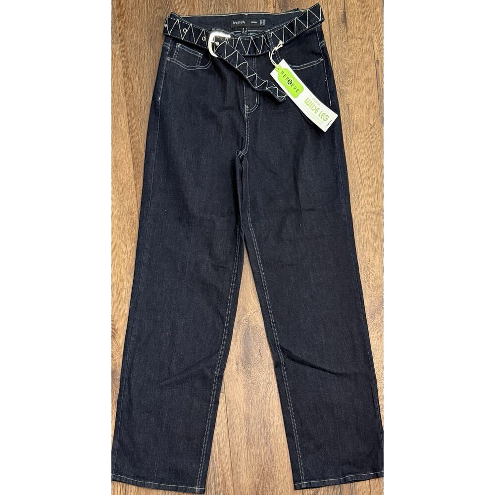 BNWT Ladies Long Tall Sally LTS Embroidered Belted Blue Jeans Size 12 W30 L34